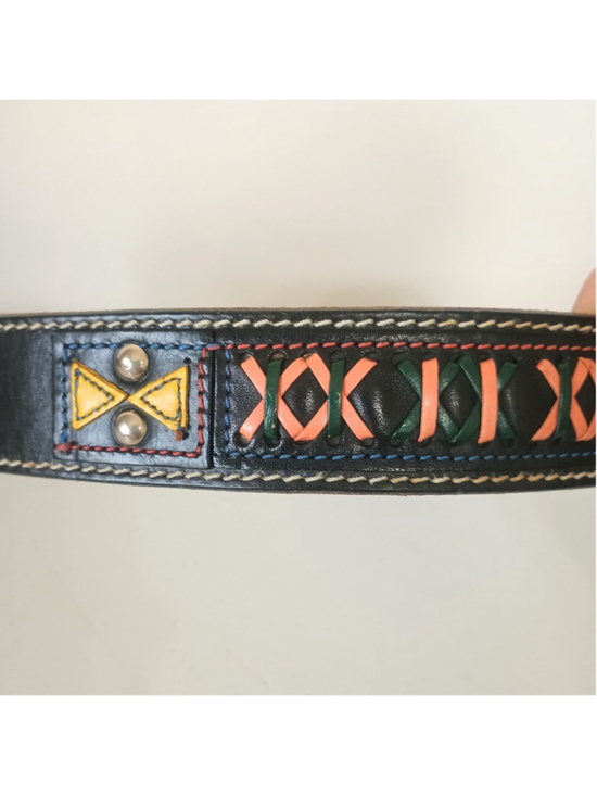 Vintage Gap Black Leather Multicolor Stitched Belt Studded Womens Size 32 main image 10